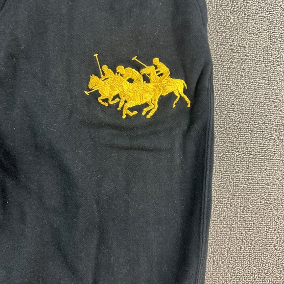 Polo Ralph Lauren Joggers Men L Black Triple Pony Patch 3 Cotton Blend Fleece - Picture 6 of 15